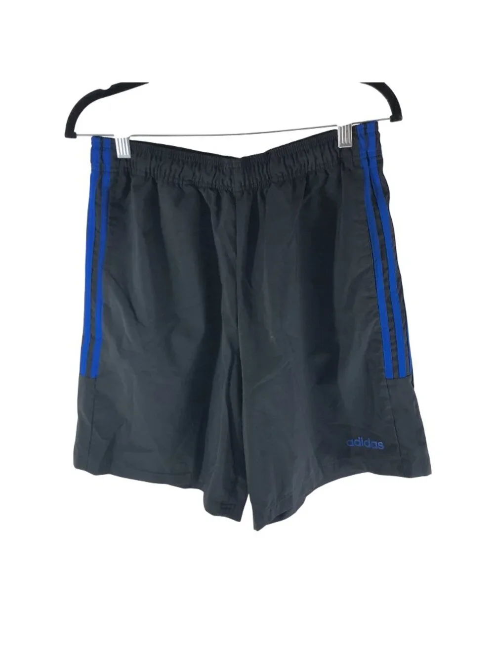 Adidas Men's 3-Stripes Training Shorts Drawstring Pockets Black Blue L